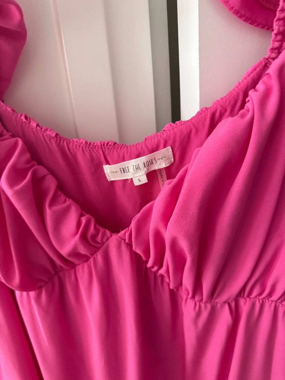 Free the Roses Hot Pink Ruffle Strap Maxi - Picture 3 of 3